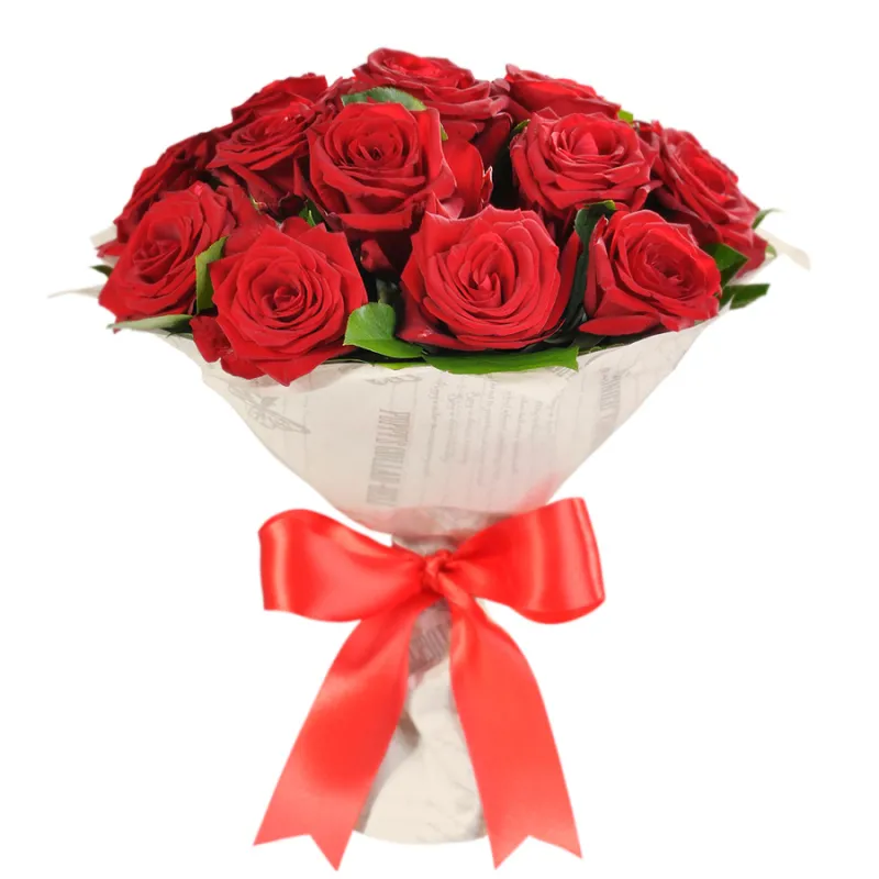 Букет из 15 красных роз в крафте, доставка Жердевка
